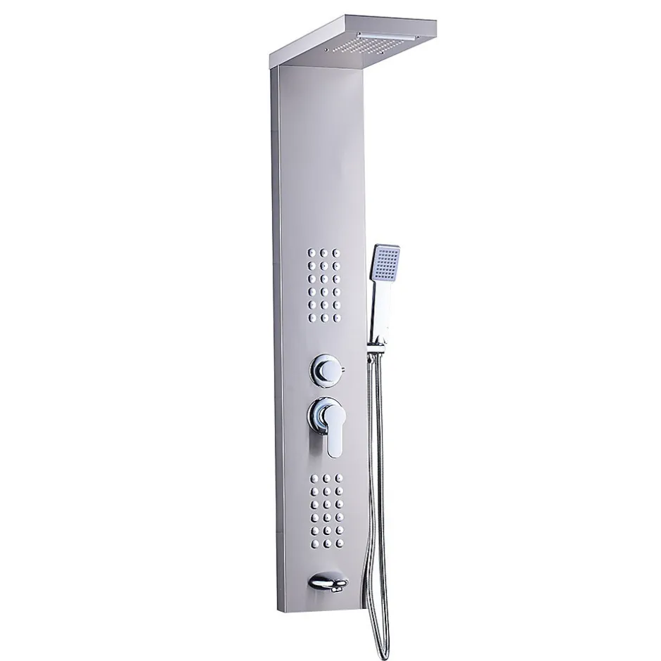 Saniverre Colonne de douche hydromassante LULY 4 jets + 1 robinet Gris -