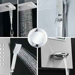 Saniverre Colonne de douche hydromassante LULY 4 jets + 1 robinet Gris -