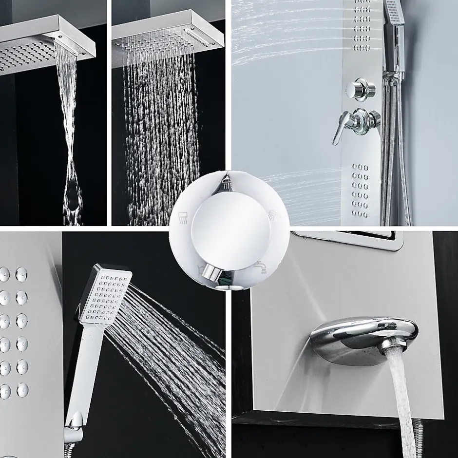 Saniverre Colonne de douche hydromassante LULY 4 jets + 1 robinet Gris -