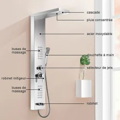 Saniverre Colonne de douche hydromassante LULY 4 jets + 1 robinet Gris -