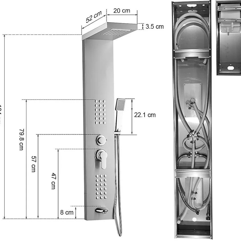 Saniverre Colonne de douche hydromassante LULY 4 jets + 1 robinet Gris -