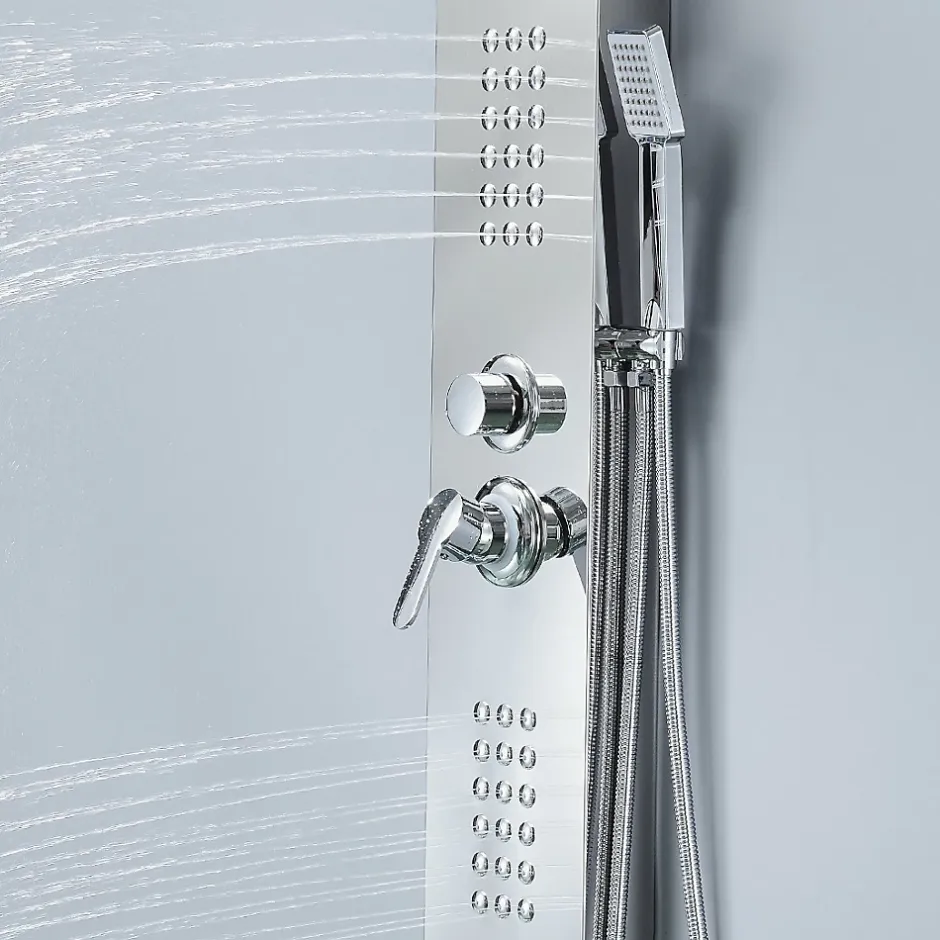 Saniverre Colonne de douche hydromassante LULY 4 jets + 1 robinet Gris -
