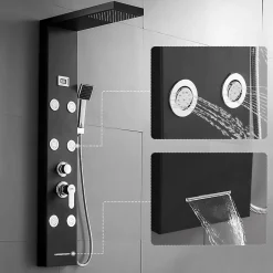 Auralum Max Colonne de Douche Hydromassante Panneau de douche Chromé en Inox Laiton Murale Système de Douche Digitale Multifonctionnel