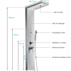 Saniverre Colonne de douche hydromassante ZENY 3 jets Gris / Argent -* Colonne De Douche Hydromassante