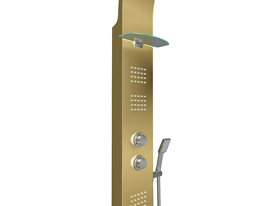 Vente-unique Colonne de douche hydromassante thermostatique - Dorée - 45 x 150 cm - JOSTA* Colonne De Douche Thermostatique