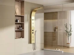 Vente-unique Colonne de douche hydromassante thermostatique - Dorée - 45 x 150 cm - JOSTA* Colonne De Douche Thermostatique