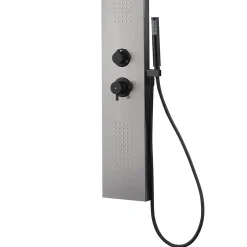 Essebagno Colonne de douche hydromassante mécanique avec pommeau + douchette + flexible finition gun metal Esseflat* Colonne De Douche Hydromassante