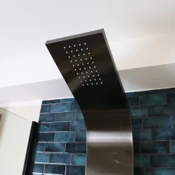 Essebagno Colonne de douche hydromassante mécanique avec pommeau + douchette + flexible finition gun metal Esseflat* Colonne De Douche Hydromassante