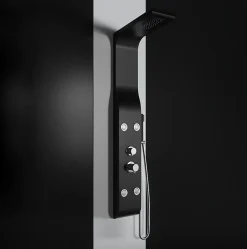 Laneri Colonne de douche hydromassage en ABS verni en poudre noir mat* Colonne De Douche Hydromassante