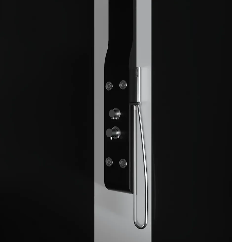 Laneri Colonne de douche hydromassage en ABS verni en poudre noir mat* Colonne De Douche Hydromassante
