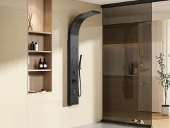 Vente-unique Colonne de douche hydromassante - Noir - 20 x 150 cm - TYRA