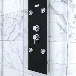 Galedo Colonne de douche hydromassante mécanique avec pommeau + douchette + flexible, noir, Glass* Colonne De Douche Hydromassante