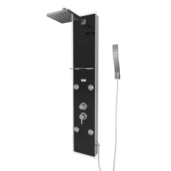 Galedo Colonne de douche hydromassante mécanique avec pommeau + douchette + flexible, noir, Glass* Colonne De Douche Hydromassante