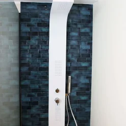 Essebagno Colonne de douche hydromassante mécanique avec pommeau + douchette + flexible blanc Esseflat