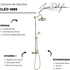 Jacob Delafon Colonne de douche Cléo 1889 Or beige + nettoyant Briochin