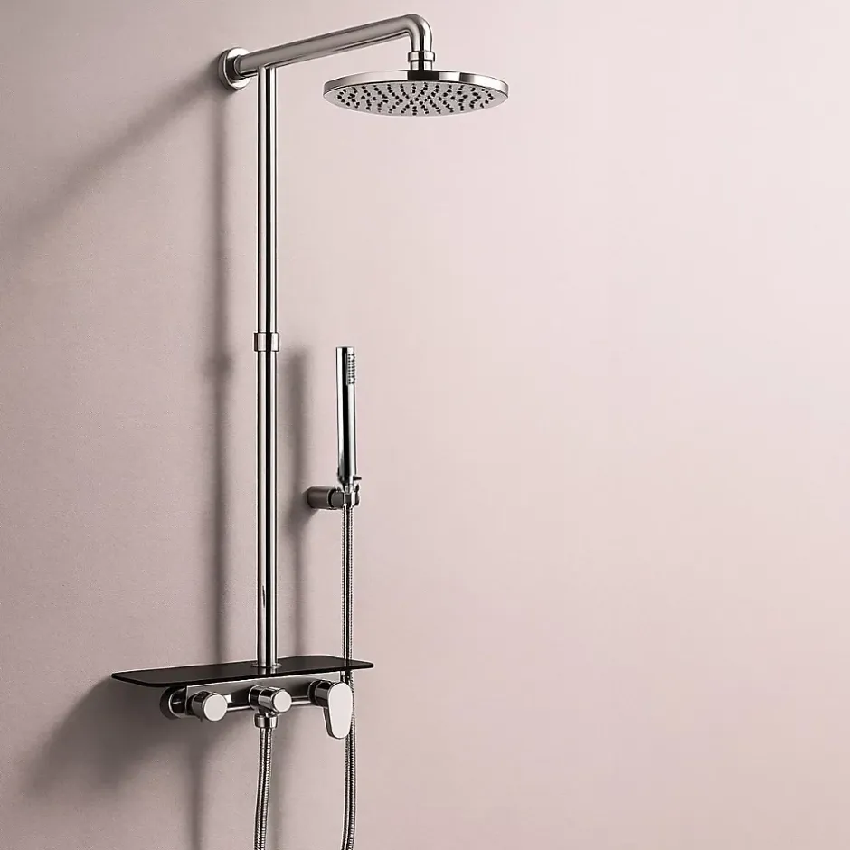 Essebagno Colonne de douche mécanique avec tablette chromée Apsara II* Colonne De Douche Mécanique