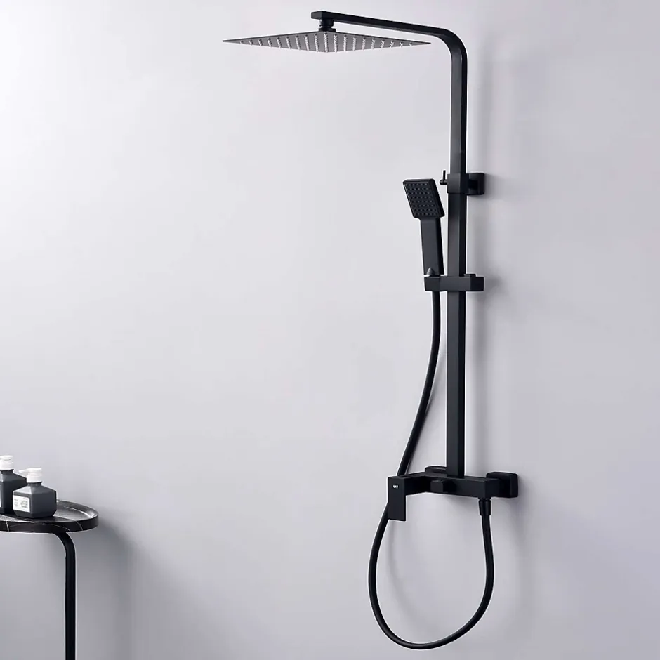 Poalgi Colonne de douche mécanique avec barre extensible SKY BATH noir mat PVD Inox S304 série ARMY* Colonne De Douche Mécanique