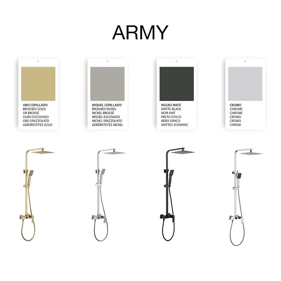 Poalgi Colonne de douche mécanique avec barre extensible SKY BATH noir mat PVD Inox S304 série ARMY* Colonne De Douche Mécanique