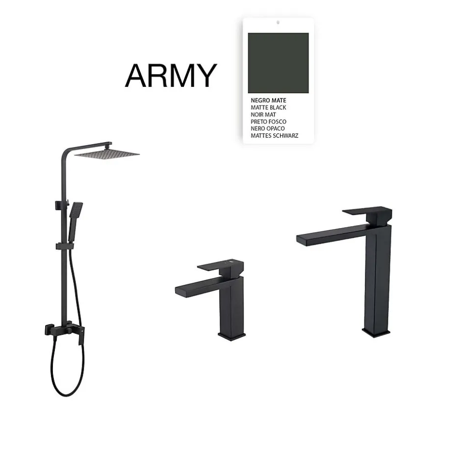 Poalgi Colonne de douche mécanique avec barre extensible SKY BATH noir mat PVD Inox S304 série ARMY* Colonne De Douche Mécanique
