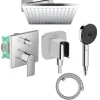 Hansgrohe Colonne de douche mécanique Vernis Shape Douche de tête Vernis Shape Flexible Designflex Douchette Pulsify chromé