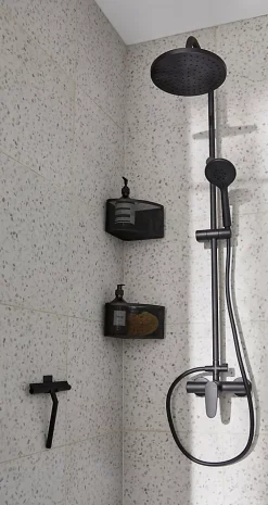 GoodHome Colonne de douche mécanique noire Cavally* Colonne De Douche Mécanique