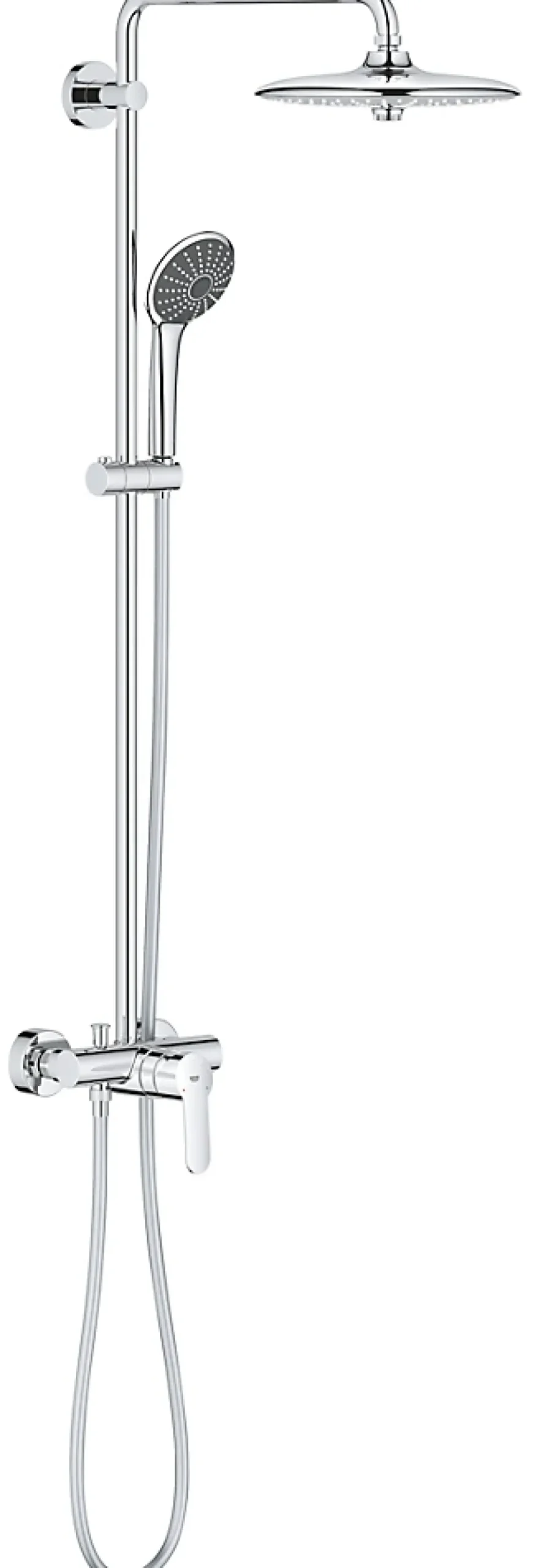 Grohe Colonne de douche mécanique avec pommeau + douchette 3 jets + flexible + barre réglable, chrome, Vitalio Joy System 260* Colonne De Douche Mécanique