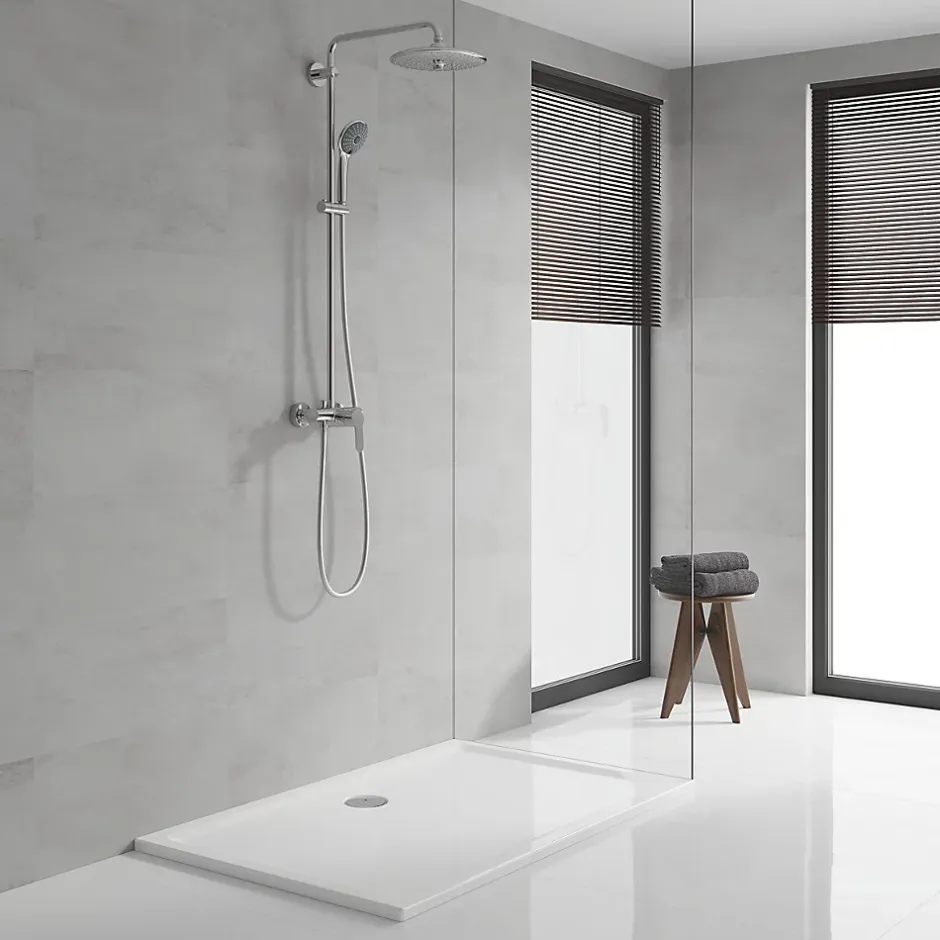 Grohe Colonne de douche mécanique avec pommeau + douchette 3 jets + flexible + barre réglable, chrome, Vitalio Joy System 260* Colonne De Douche Mécanique