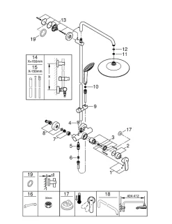 Grohe Colonne de douche mécanique avec pommeau + douchette 3 jets + flexible + barre réglable, chrome, Vitalio Joy System 260* Colonne De Douche Mécanique