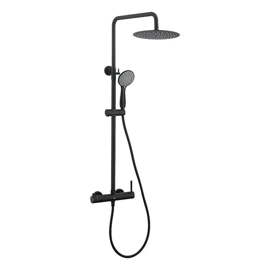 Poalgi Colonne de douche mécanique avec barre extensible SKY BATH noir mat PVD Inox S304 série ROCK* Colonne De Douche Mécanique