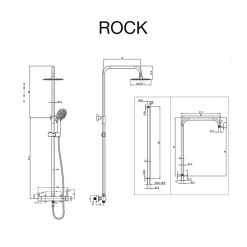 Poalgi Colonne de douche mécanique avec barre extensible SKY BATH noir mat PVD Inox S304 série ROCK* Colonne De Douche Mécanique