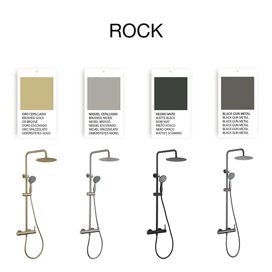 Poalgi Colonne de douche mécanique avec barre extensible SKY BATH noir mat PVD Inox S304 série ROCK* Colonne De Douche Mécanique