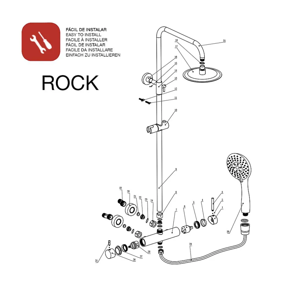 Poalgi Colonne de douche mécanique avec barre extensible SKY BATH noir mat PVD Inox S304 série ROCK* Colonne De Douche Mécanique