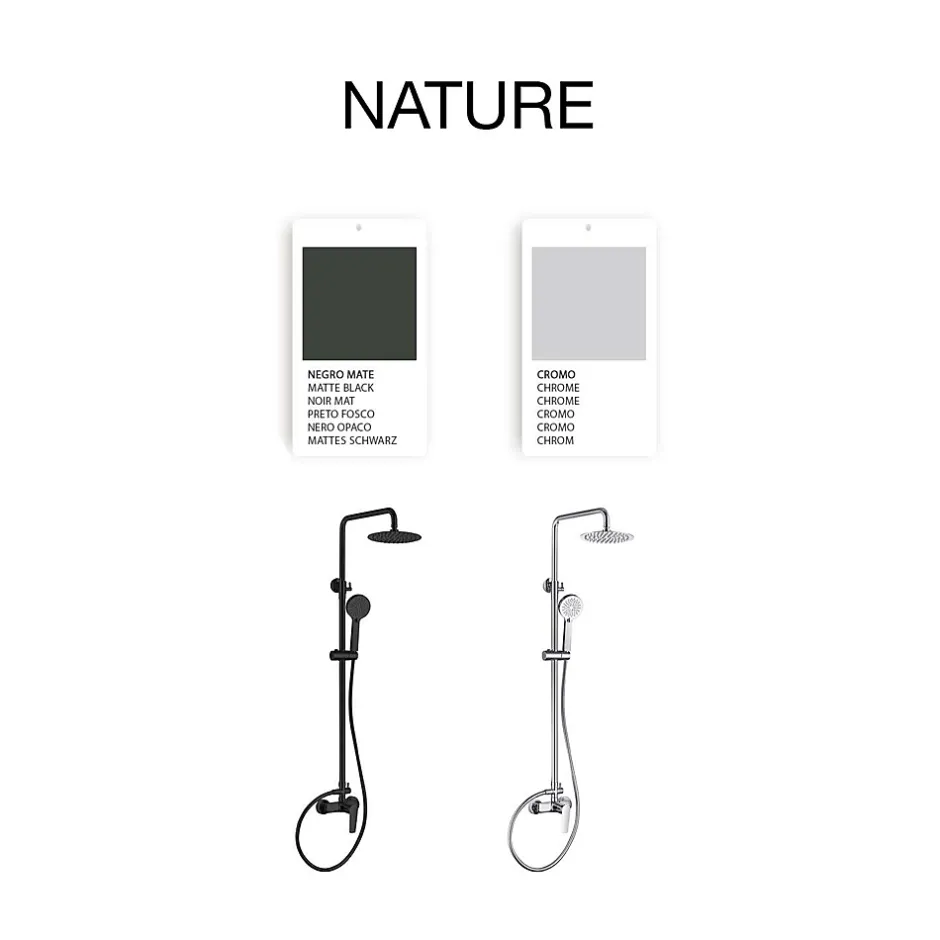 Poalgi Colonne de douche mécanique avec barre extensible SKY BATH noir mat série NATURE