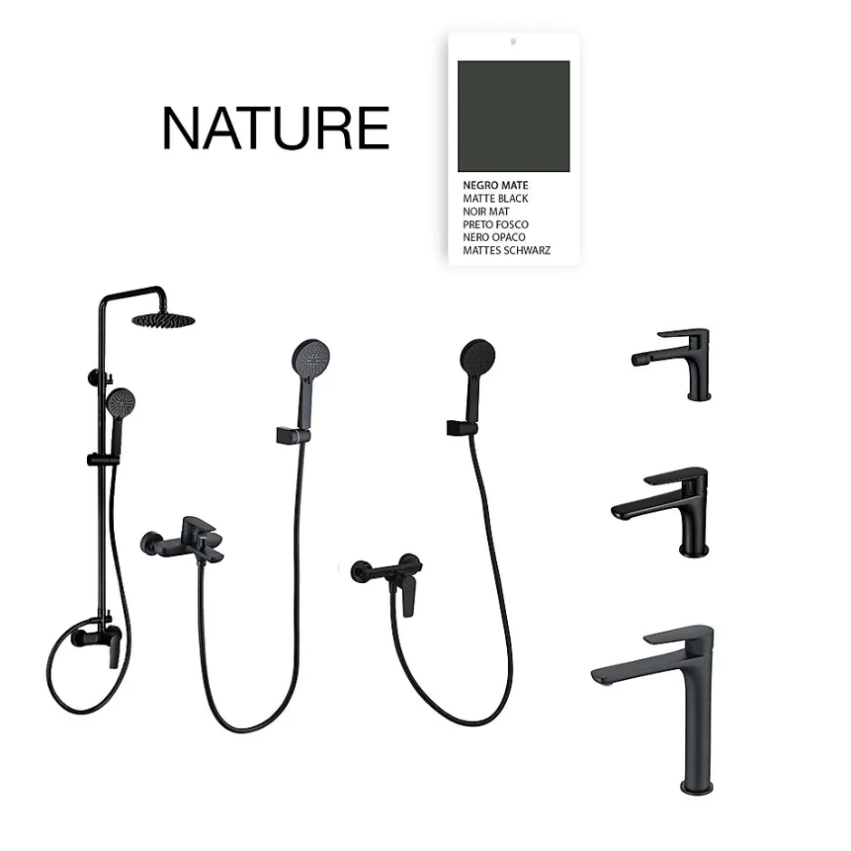 Poalgi Colonne de douche mécanique avec barre extensible SKY BATH noir mat série NATURE