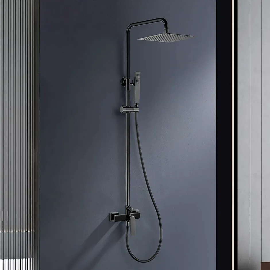 Poalgi Colonne de douche mécanique avec barre extensible SKY BATH noir cristal PVD série INFINITE* Colonne De Douche Mécanique