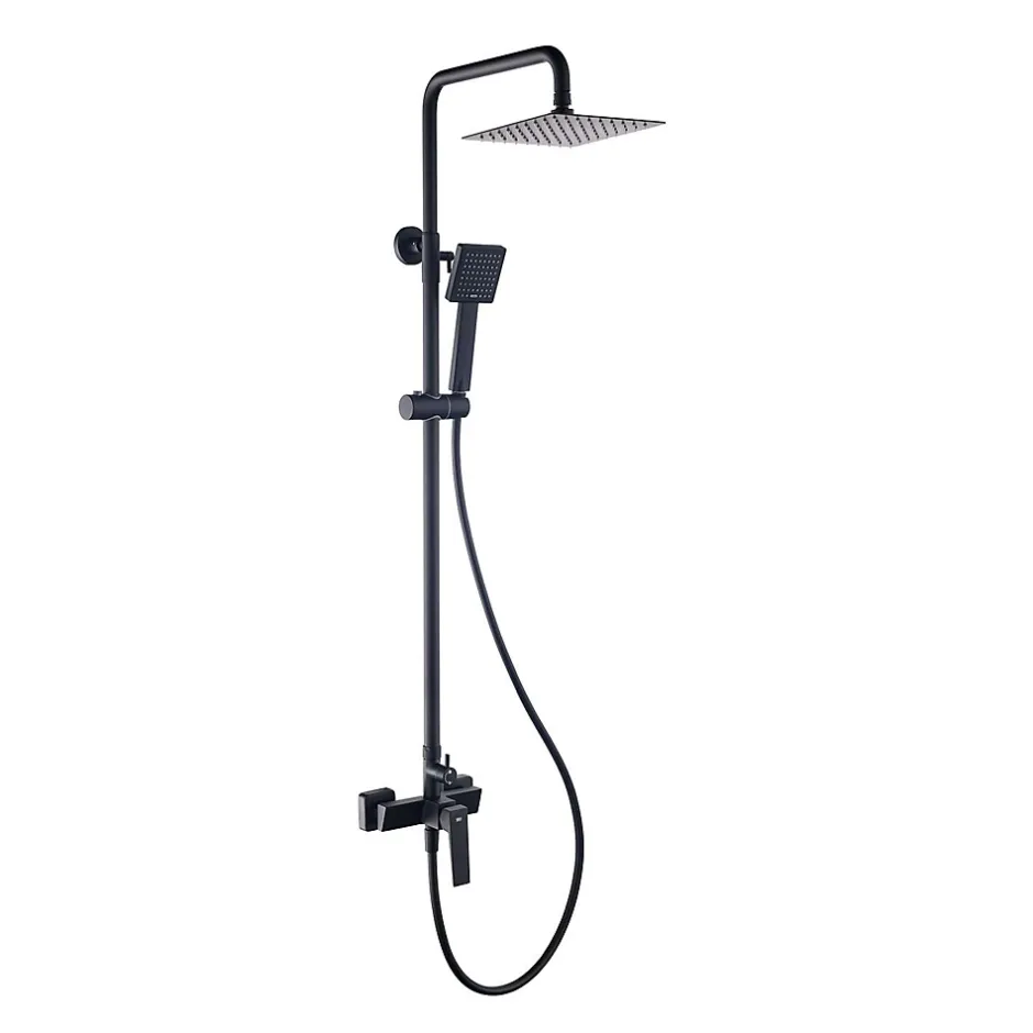 Poalgi Colonne de douche mécanique avec barre extensible SKY BATH noir cristal PVD série INFINITE* Colonne De Douche Mécanique