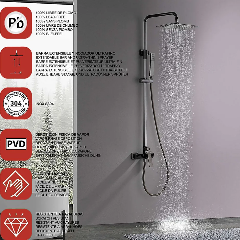 Poalgi Colonne de douche mécanique avec barre extensible SKY BATH noir cristal PVD série INFINITE* Colonne De Douche Mécanique