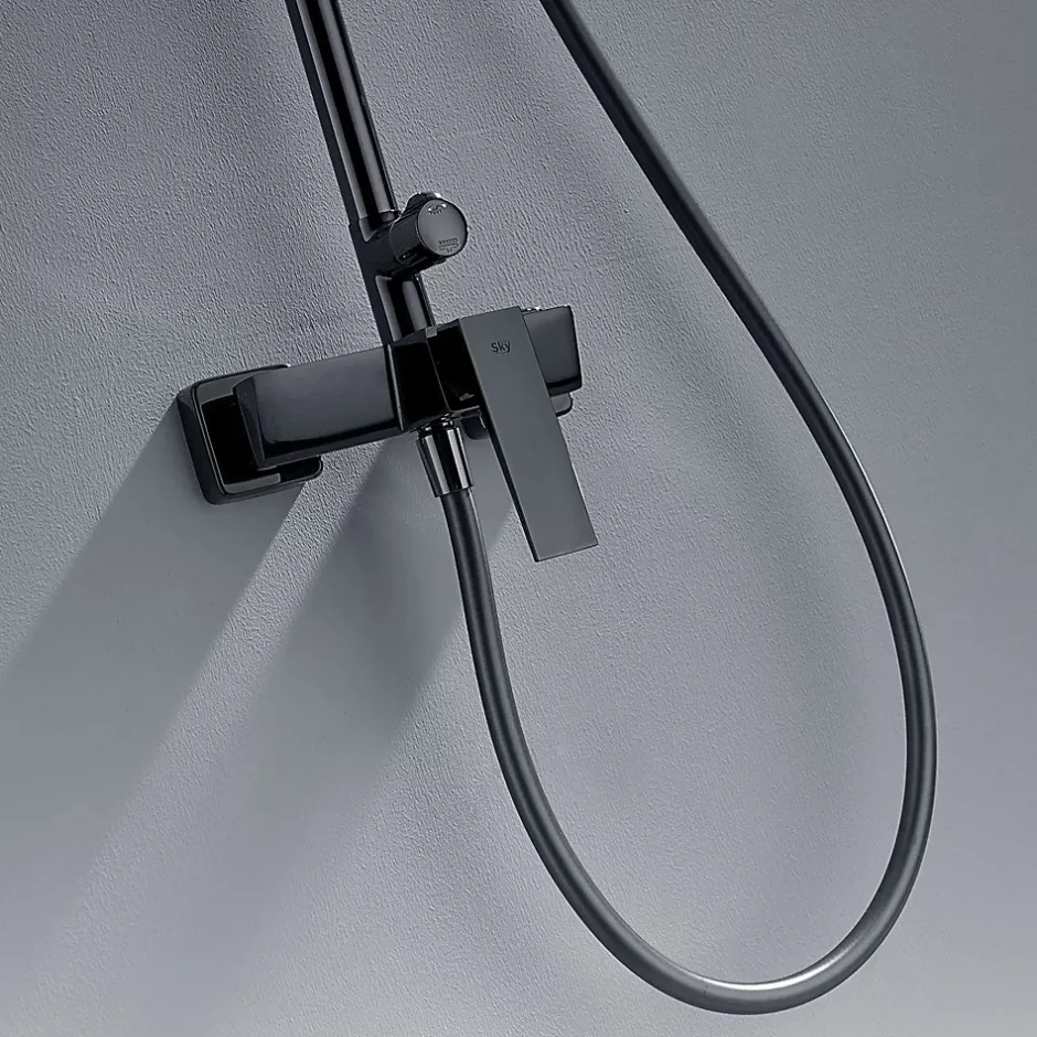 Poalgi Colonne de douche mécanique avec barre extensible SKY BATH noir cristal PVD série INFINITE* Colonne De Douche Mécanique