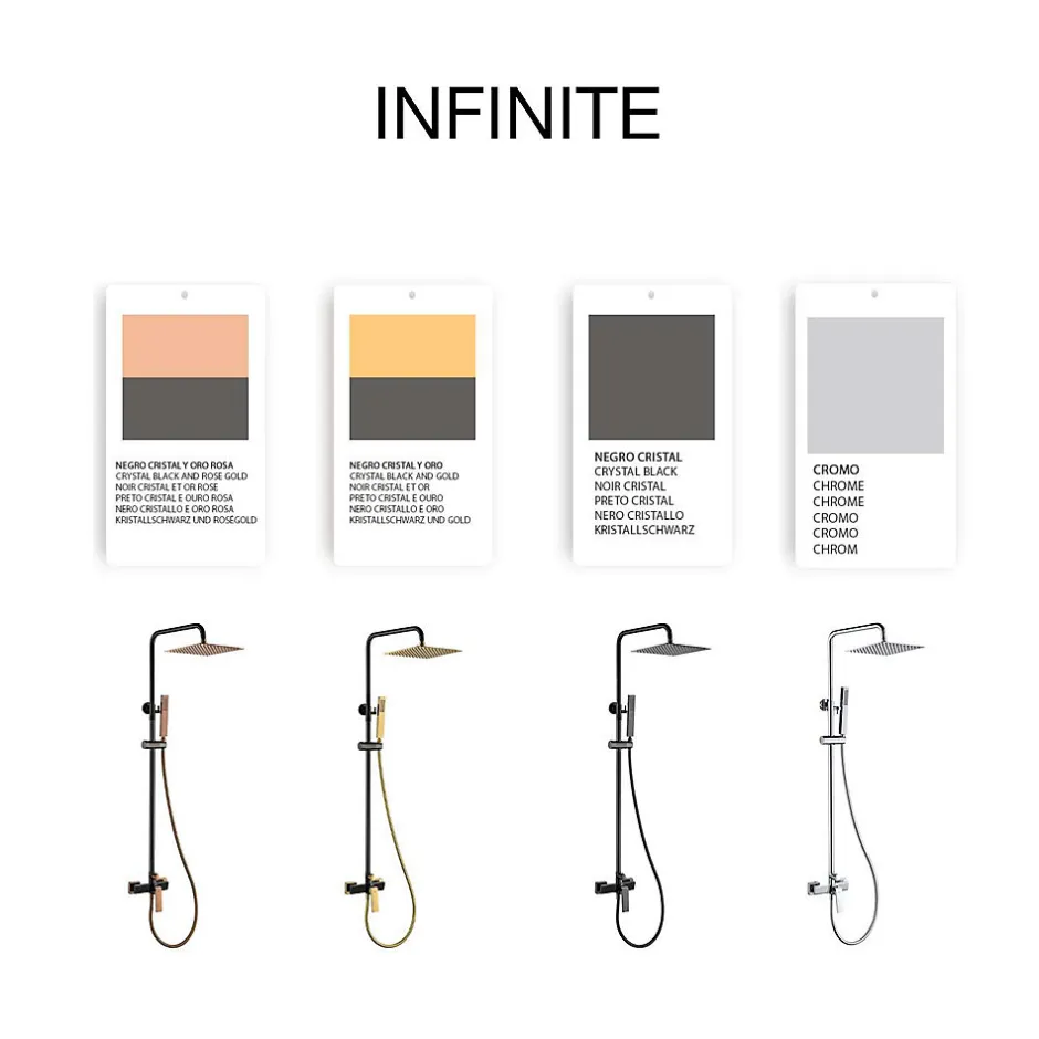 Poalgi Colonne de douche mécanique avec barre extensible SKY BATH noir cristal et or rose PVD série INFINITE