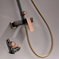 Poalgi Colonne de douche mécanique avec barre extensible SKY BATH noir cristal et or rose PVD série INFINITE