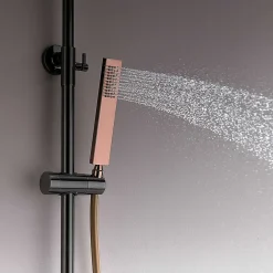 Poalgi Colonne de douche mécanique avec barre extensible SKY BATH noir cristal et or rose PVD série INFINITE