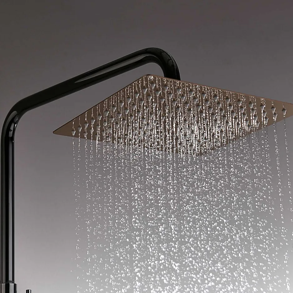 Poalgi Colonne de douche mécanique avec barre extensible SKY BATH noir cristal et or rose PVD série INFINITE