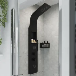 GoodHome Colonne de douche mécanique hydromassante, noir mat, Layra* Colonne De Douche Hydromassante