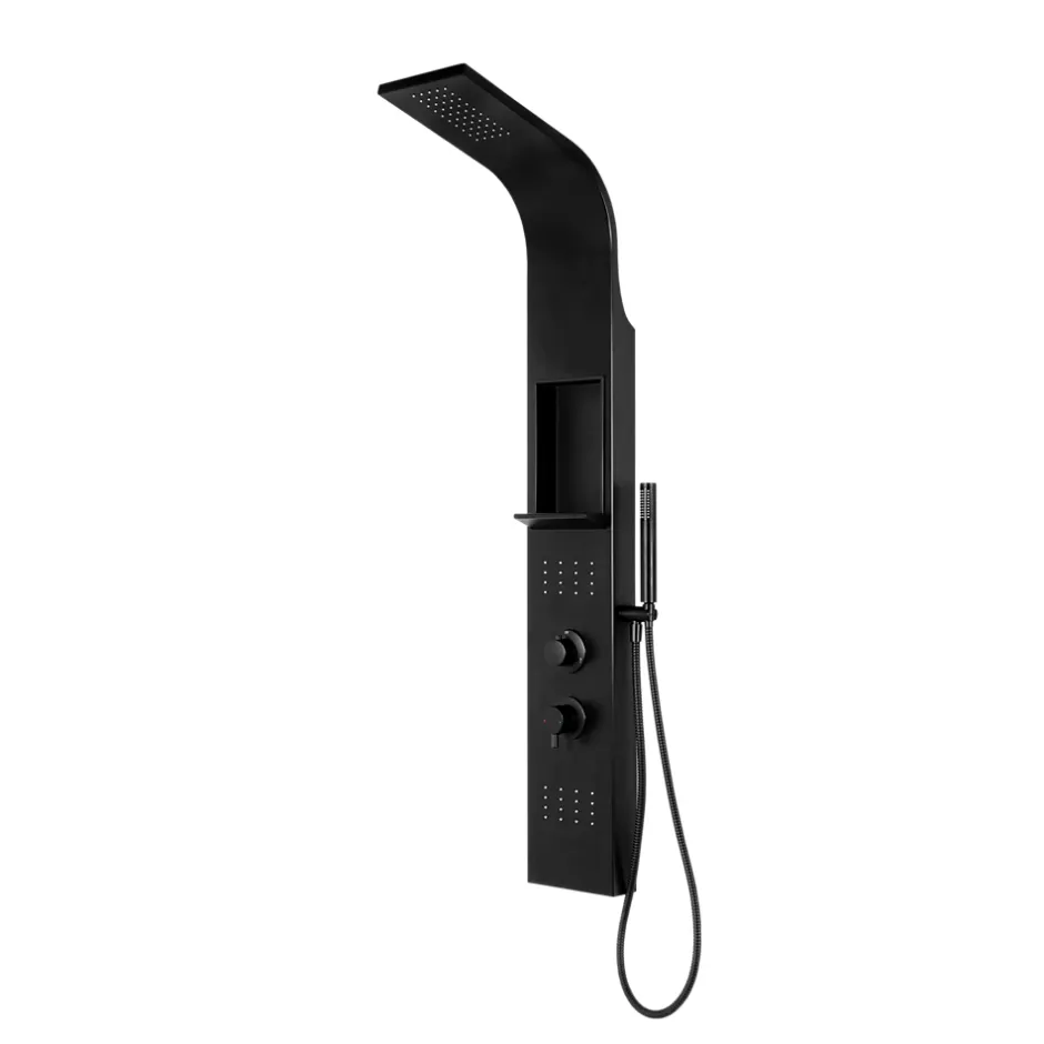 GoodHome Colonne de douche mécanique hydromassante, noir mat, Layra* Colonne De Douche Hydromassante