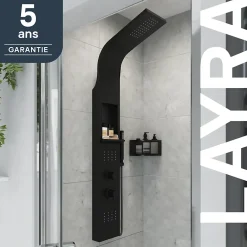 GoodHome Colonne de douche mécanique hydromassante, noir mat, Layra* Colonne De Douche Hydromassante