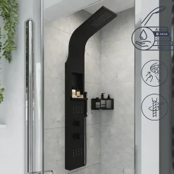 GoodHome Colonne de douche mécanique hydromassante, noir mat, Layra* Colonne De Douche Hydromassante