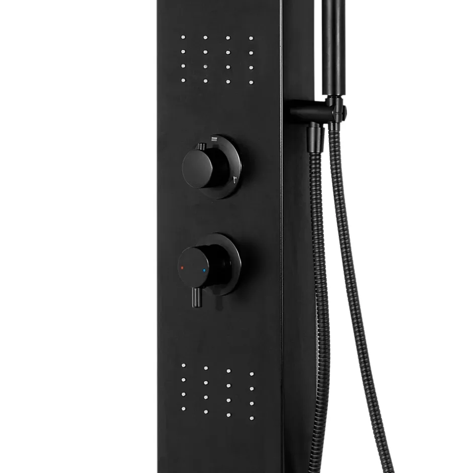 GoodHome Colonne de douche mécanique hydromassante, noir mat, Layra* Colonne De Douche Hydromassante
