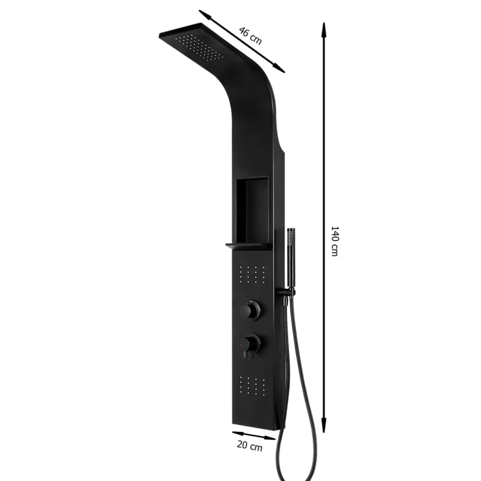 GoodHome Colonne de douche mécanique hydromassante, noir mat, Layra* Colonne De Douche Hydromassante