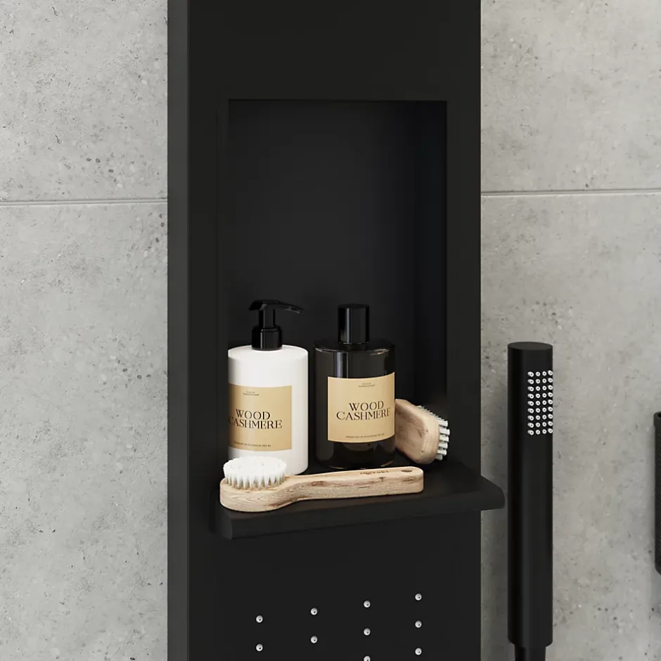 GoodHome Colonne de douche mécanique hydromassante, noir mat, Layra* Colonne De Douche Hydromassante