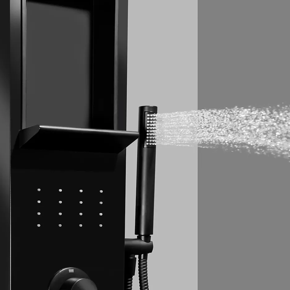GoodHome Colonne de douche mécanique hydromassante, noir mat, Layra* Colonne De Douche Hydromassante